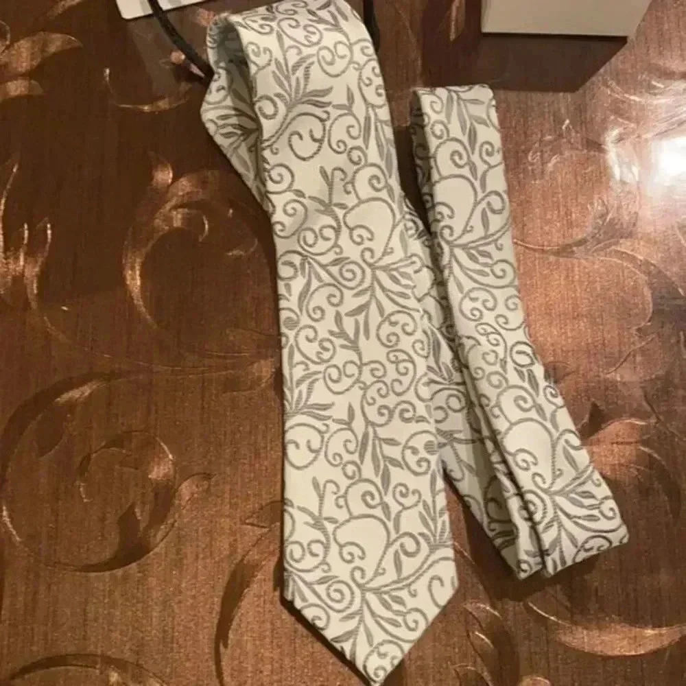 Silk Jacquard Tie Grey  print Tie Hanky Cufflink Set Ties For Men